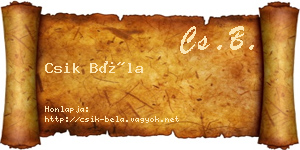 Csik Béla névjegykártya